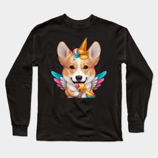 Welsh Corgi Ice Cream Unicorn Long Sleeve T-Shirt